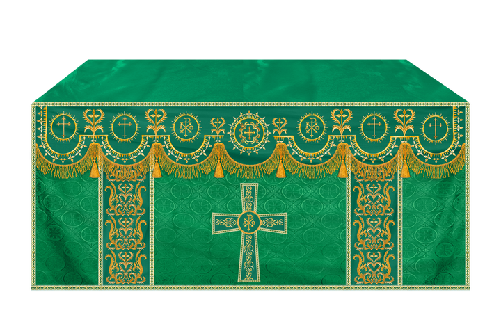Embroidered Altar Frontal with Ornate Orphrey & Cross Design