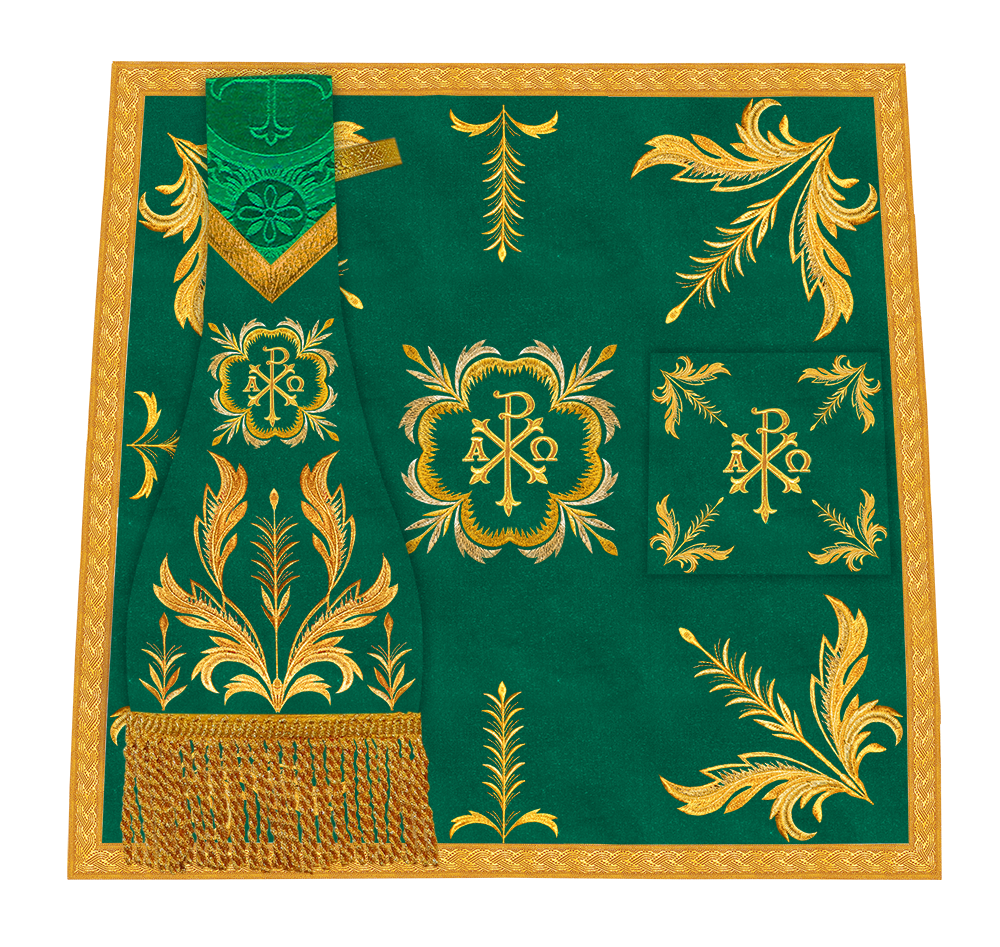 Set of Four Roman Chasuble with liturgical motifs