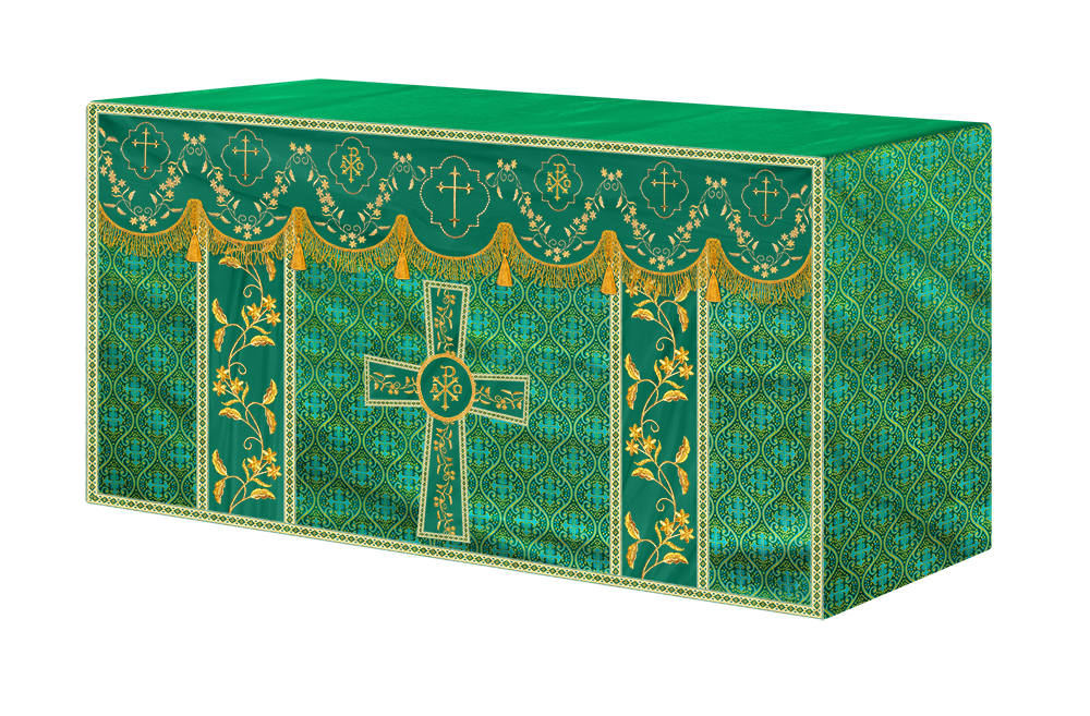 Altar Table Cloth With Floral Embroidery trims
