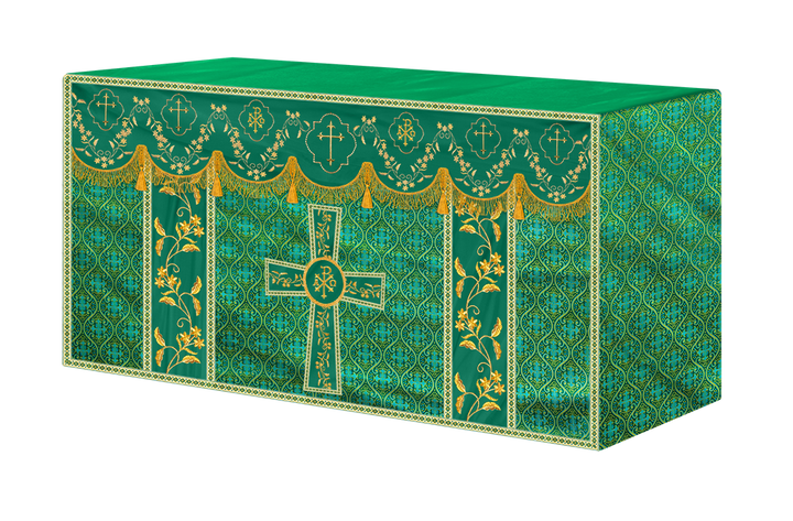 Altar Table Cloth With Floral Embroidery trims