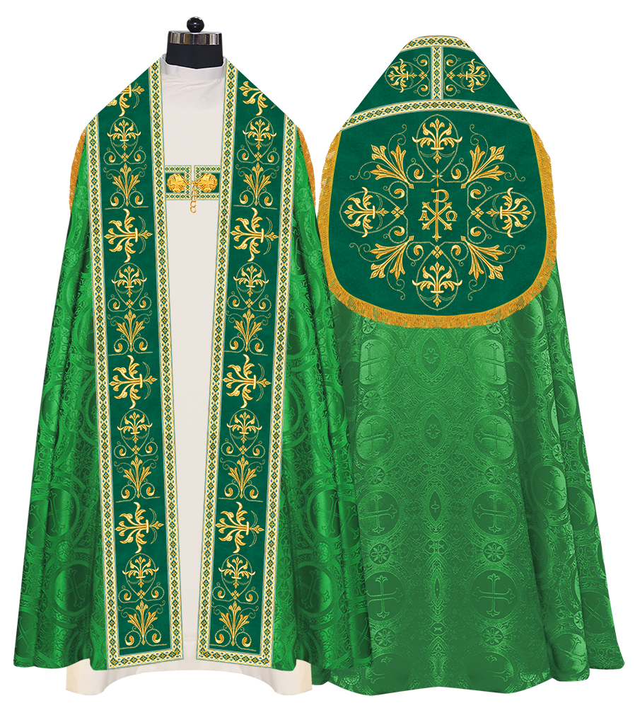 Embroidered Roman Cope Vestment with Braided Trims