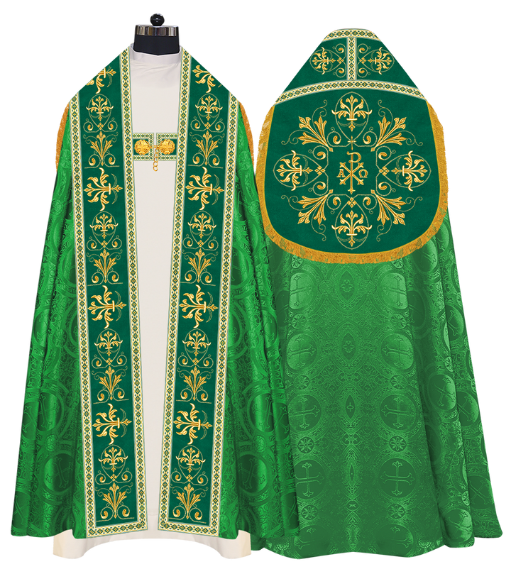 Embroidered Roman Cope Vestment with Braided Trims