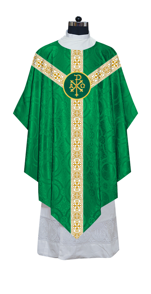 Traditional Pugin Style Chasuble Adorned with White Braids