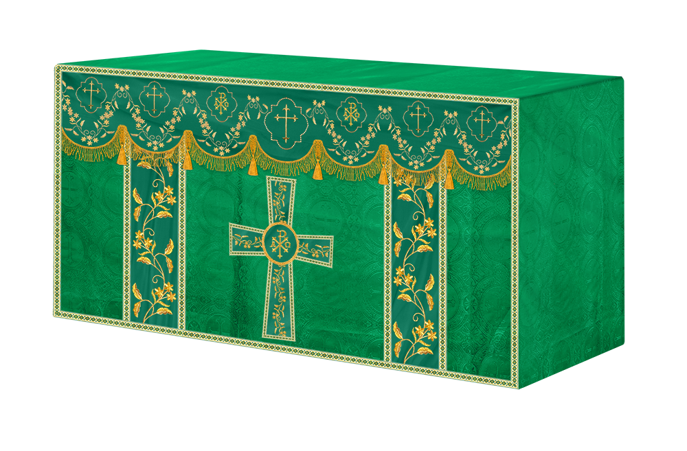 Altar Table Cloth With Floral Embroidery trims