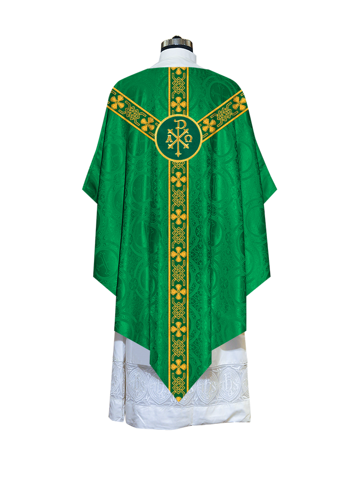 Liturgical Pugin Chasuble with Woven Designer Braided Orphrey