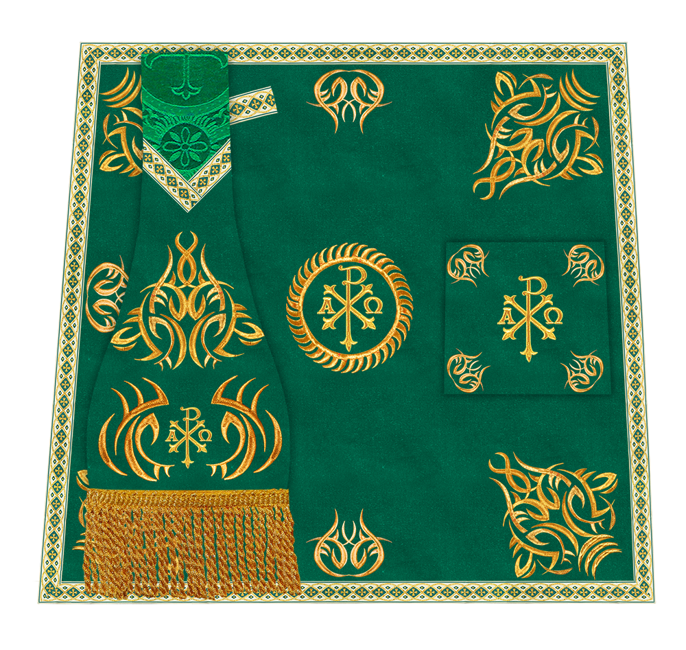 Set of Four Roman Chasuble with Embroidered Trims