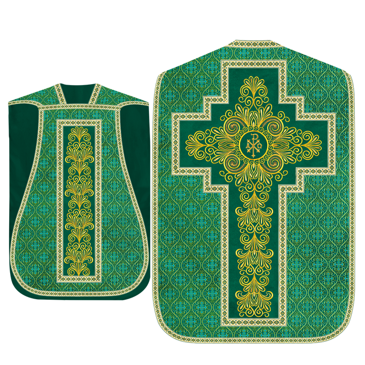 Roman Chasuble Vestment enriched With Coloured Braids and Trims