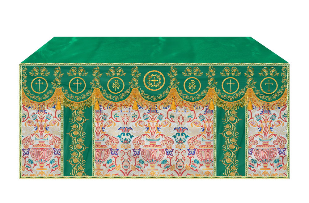 Tapestry  Altar Cloth with Liturgical Motif and Trims