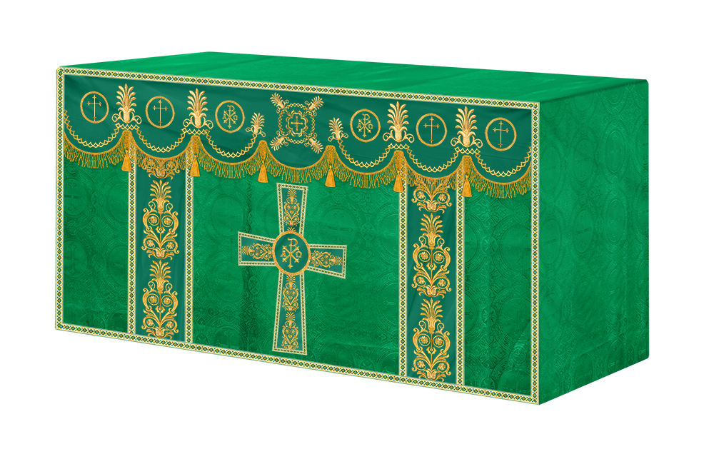 Altar Cloth with Embroidered Motif and Trims