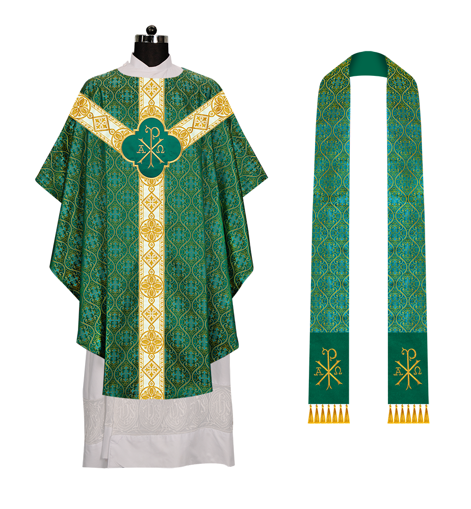 Gothic Chasuble Vestment with Motif and Trims