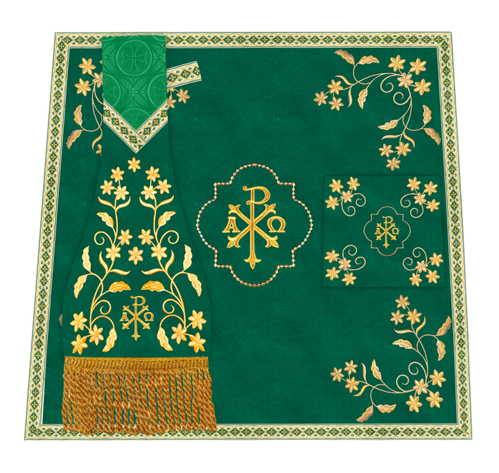 Elegant Embroidered Altar Cloth with Decorative Trim