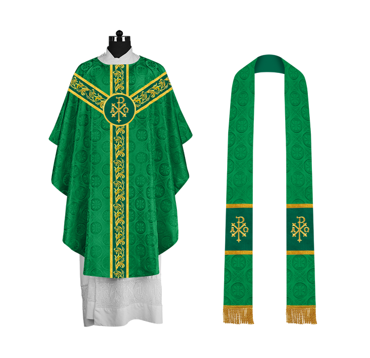 Liturgical Chasuble Vestment with Spiritual Motif Embroidery