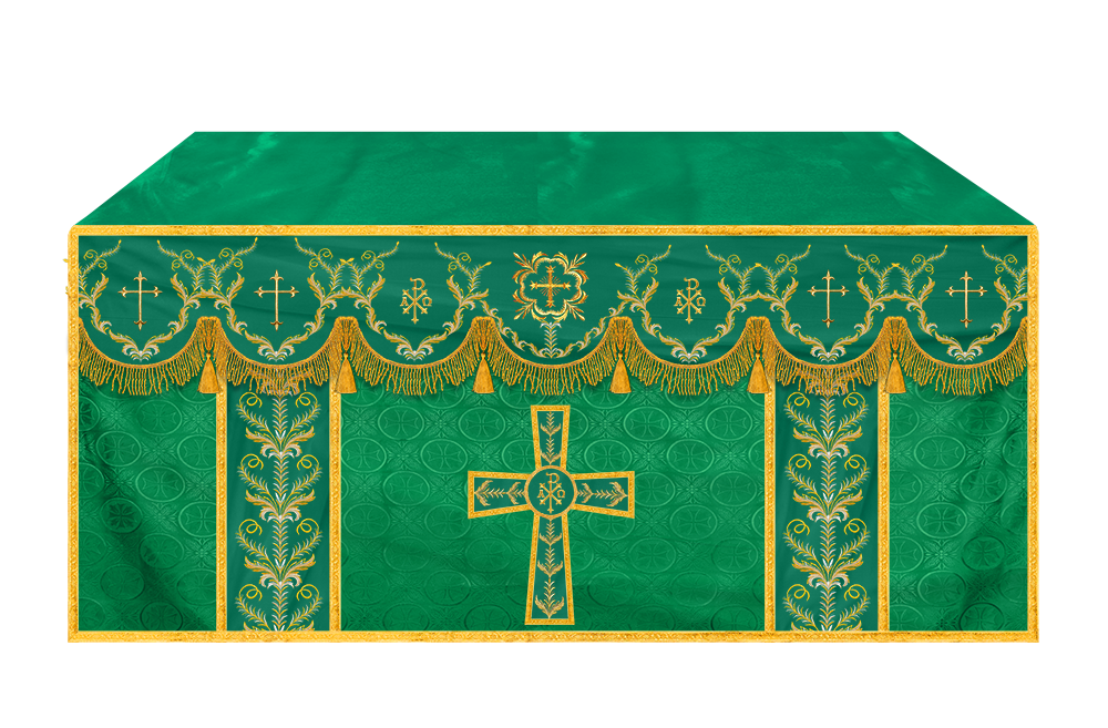 Handcrafted Church Altar Cloth with Detailed Embroidered Trims