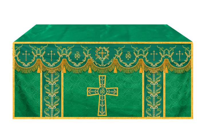 Handcrafted Church Altar Cloth with Detailed Embroidered Trims