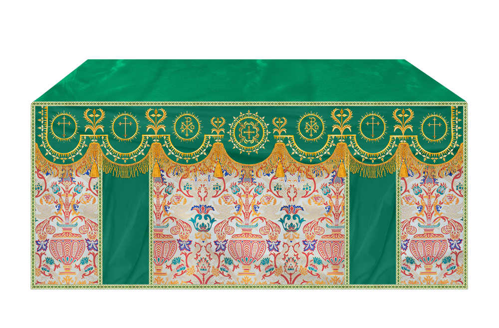Tapestry Altar Cloth with Elegant Embroidered Trims