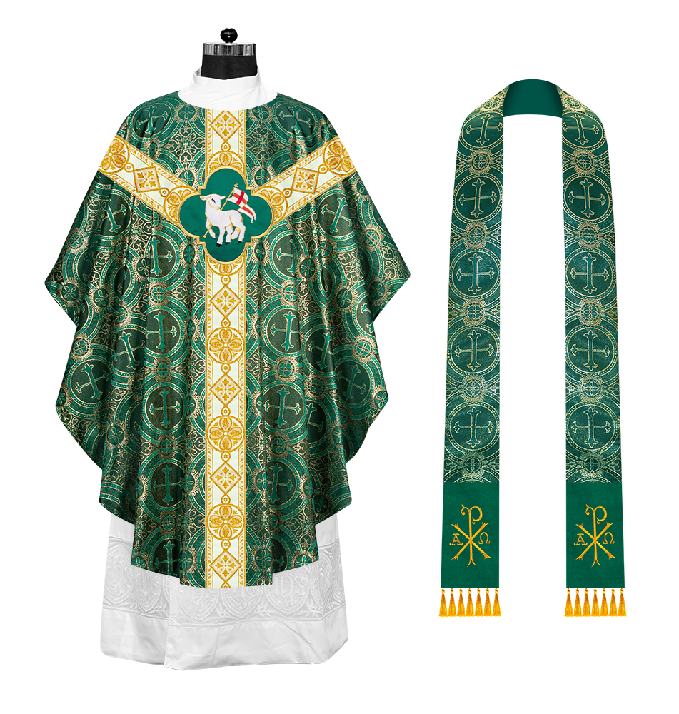 Gothic Chasuble Vestment with Motif and Trims