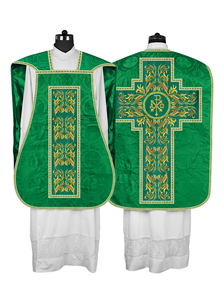 Roman Chasuble Vestment With Woven Braids and Trims