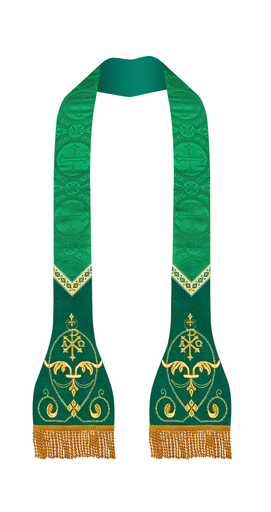 Liturgical Roman stole with Embroidered Trims