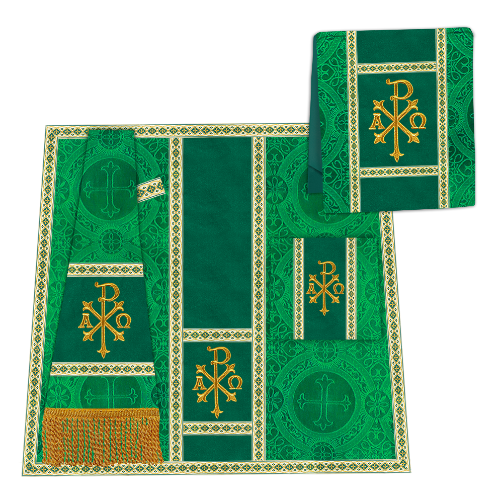 Gothic Chasuble with Embroidered Motif and Plain Orphrey