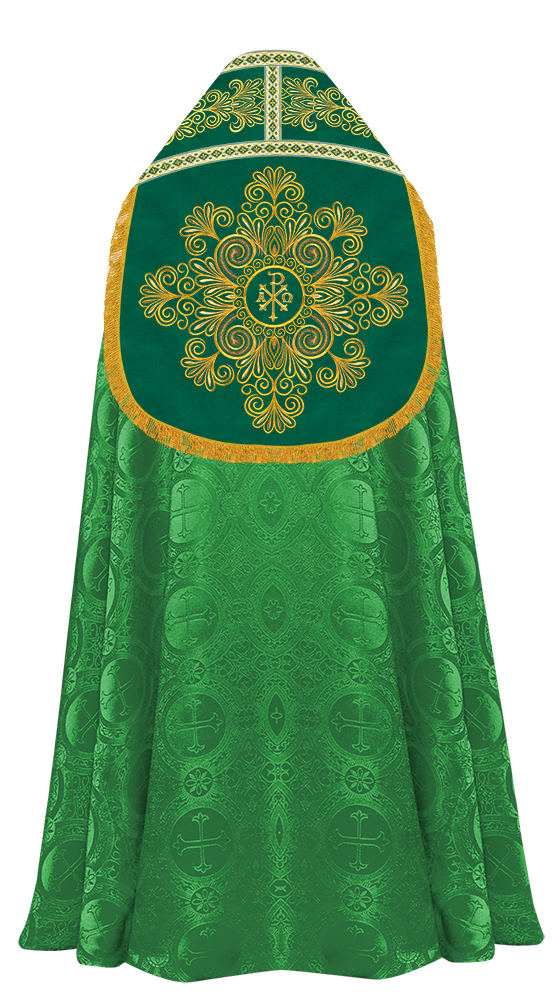 Roman Cope Vestment with Spiritual Motif and Adorned Embroidery