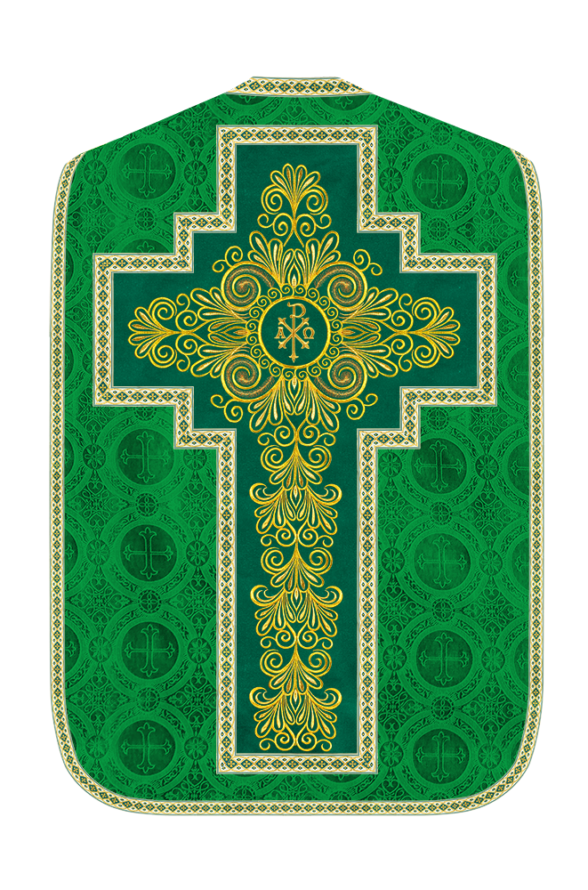 Roman Chasuble Vestment enriched With Coloured Braids and Trims