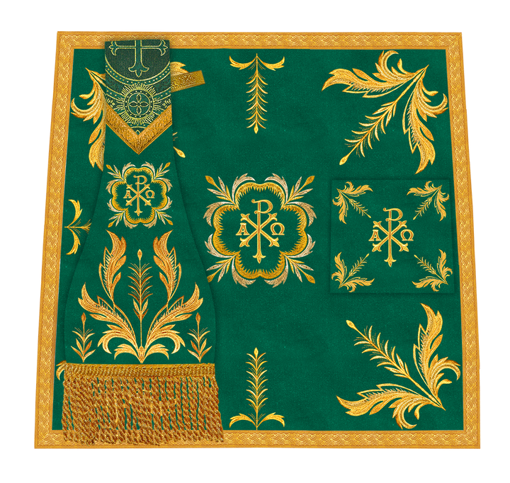 Set of Four Roman Chasuble with liturgical motifs