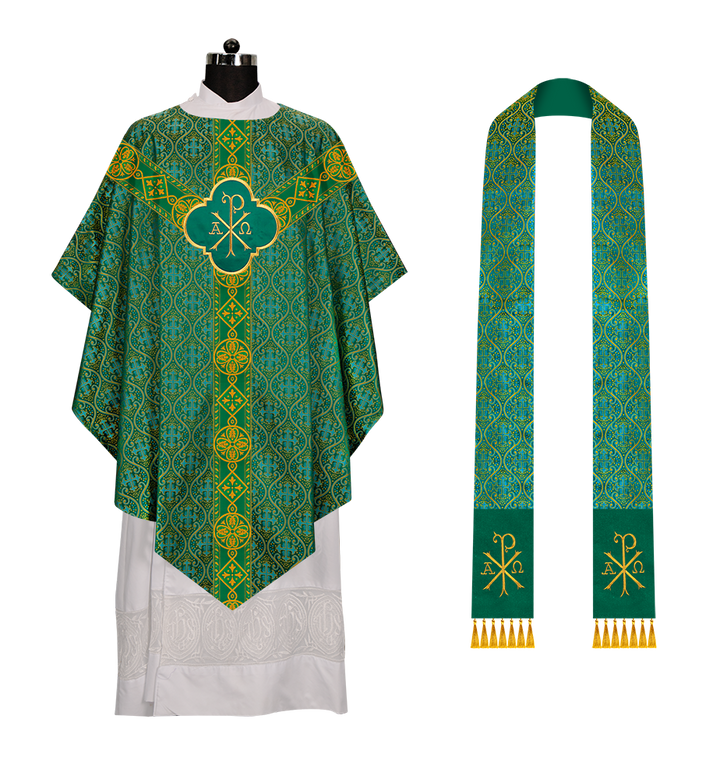 Pugin Chasuble with Intricate Embroidery and Orphrey Details