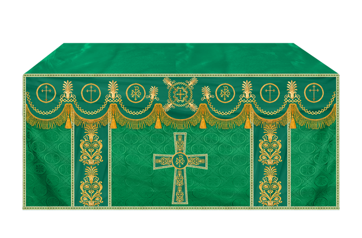 Traditional Altar Cloth with Embroidered Cross & Braided Trims
