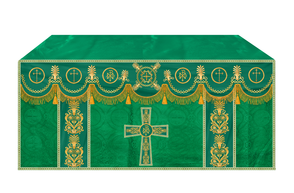 Altar Cloth with Embroidered Motif and Trims