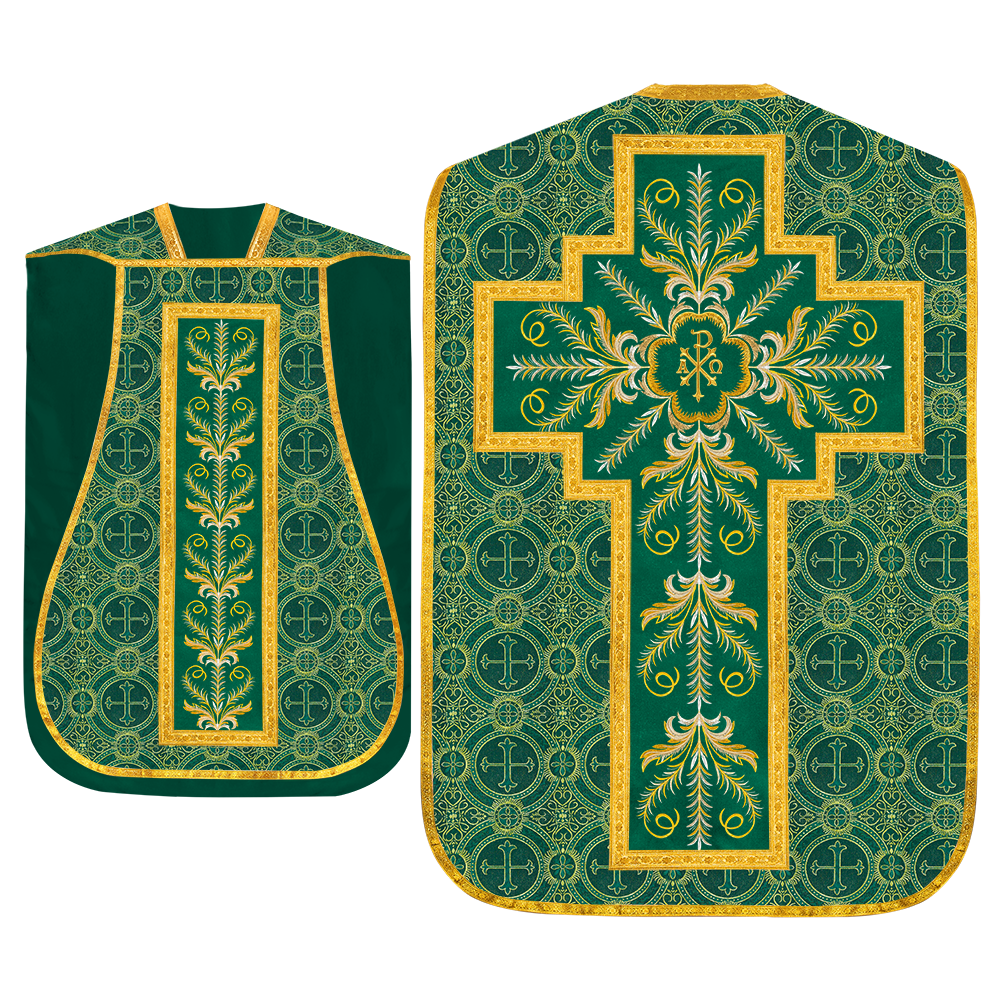 Set of Four Roman Chasuble with liturgical motifs