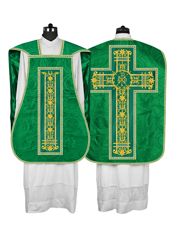 Roman Chasuble Vestment Enhanced With Orphrey and Trims