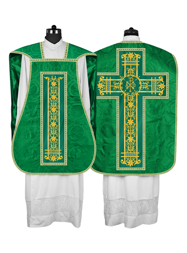 Roman Chasuble Vestment Enhanced With Orphrey and Trims