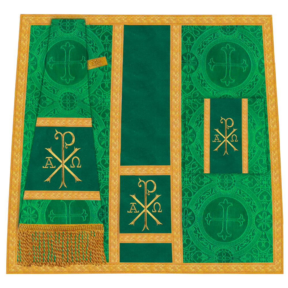 Roman Chasuble Vestment with Spiritual Motif and Ornate Braids