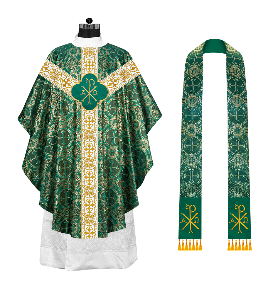 Gothic Chasuble with Embroidered Motif and Orphrey