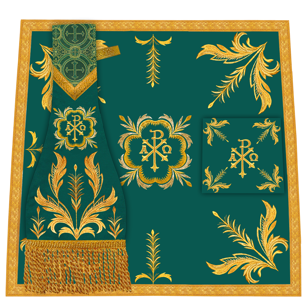 Set of Four Roman Chasuble with liturgical motifs