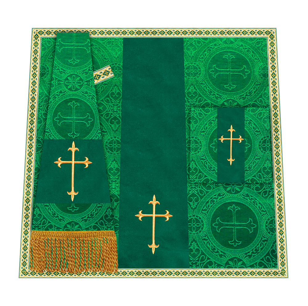 Liturgical Cross Embroidered Mass Set and braided trims