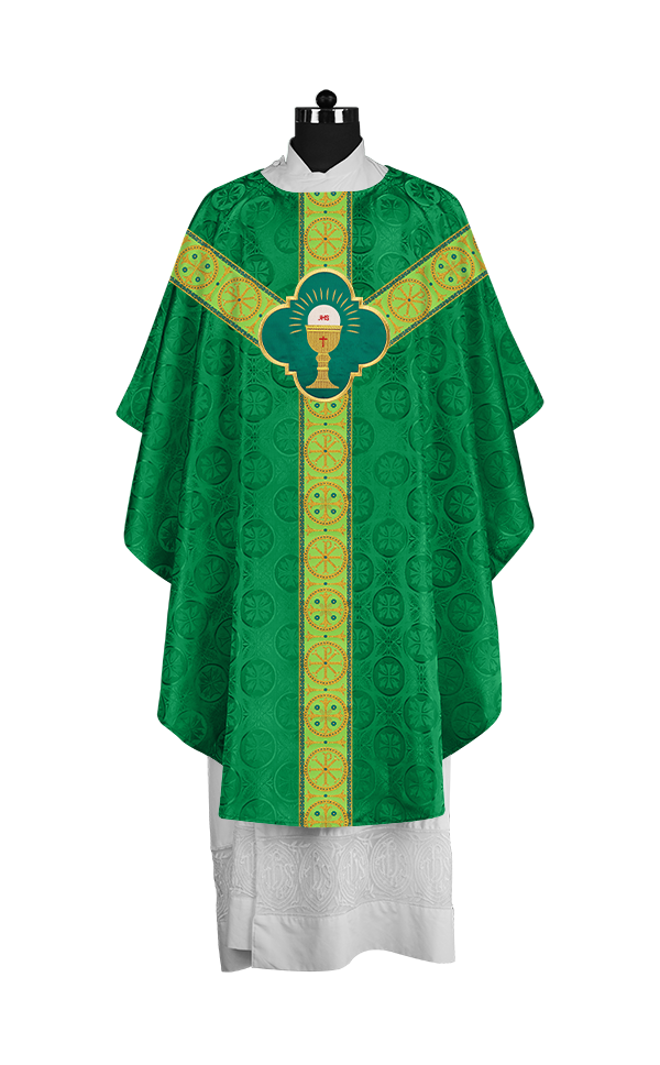 Handcrafted Liturgical Chasuble Adorned with Braided Orphrey