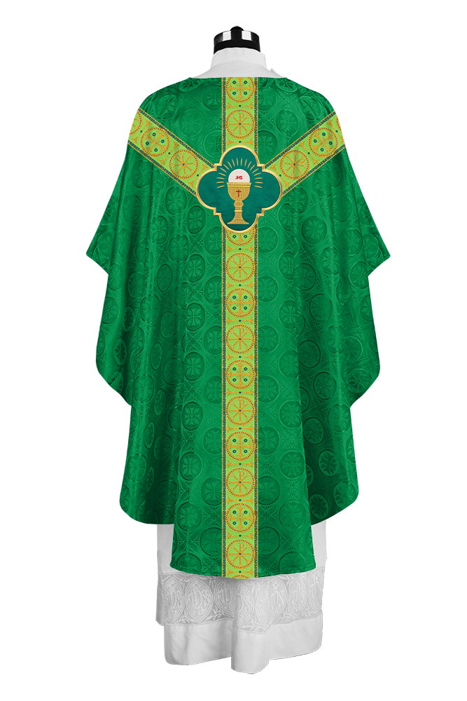 Handcrafted Liturgical Chasuble Adorned with Braided Orphrey