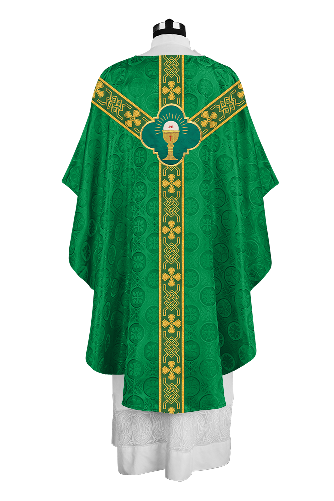 Pastor Chasuble with Embroidered Motif and Braided Orphrey