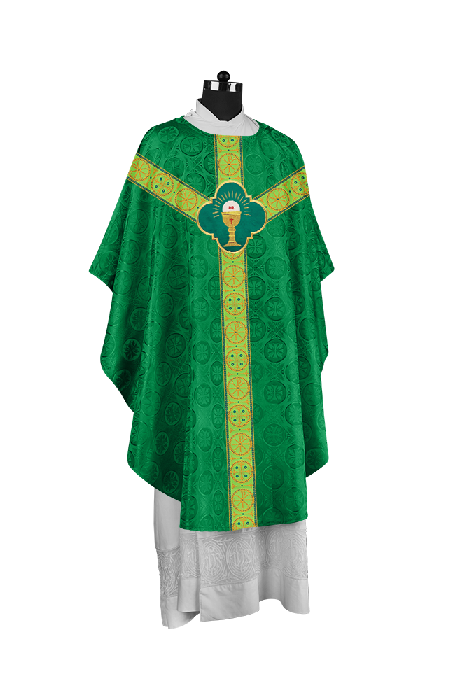 Handcrafted Liturgical Chasuble Adorned with Braided Orphrey