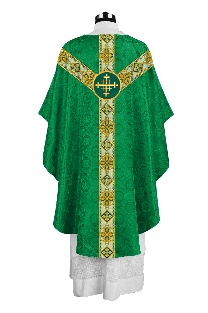Elegant Gothic Chasuble with Ornate Braided Orphrey