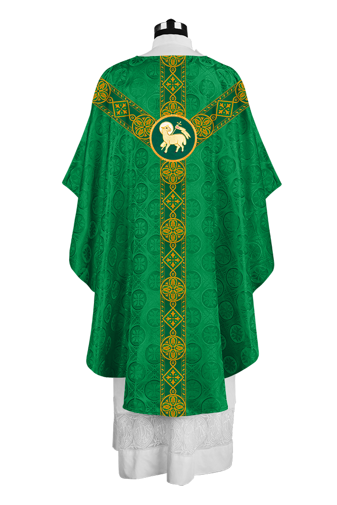 Liturgical Gothic Chasuble with Fine Lace Orphrey and Motif