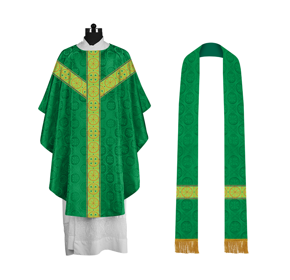 Gothic-Style Chasuble in Premium Fabric with Spiritual Motif