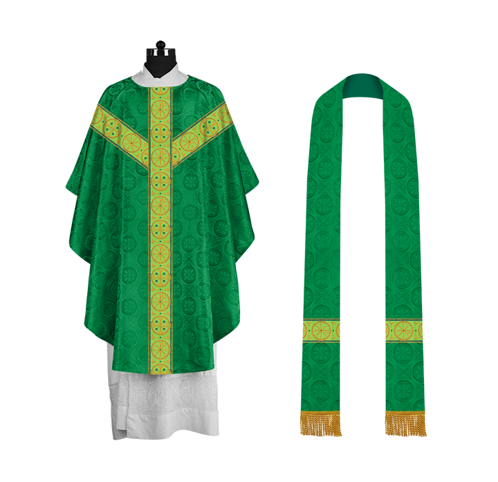 Gothic-Style Chasuble in Premium Fabric with Spiritual Motif