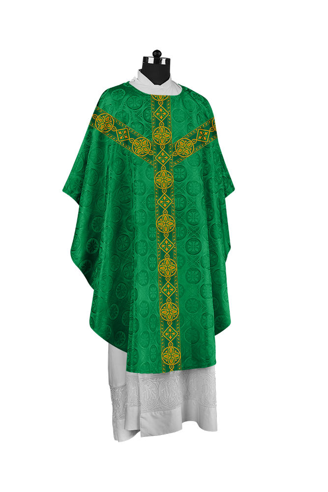 Liturgical Gothic Chasuble with Fine Lace Orphrey and Motif