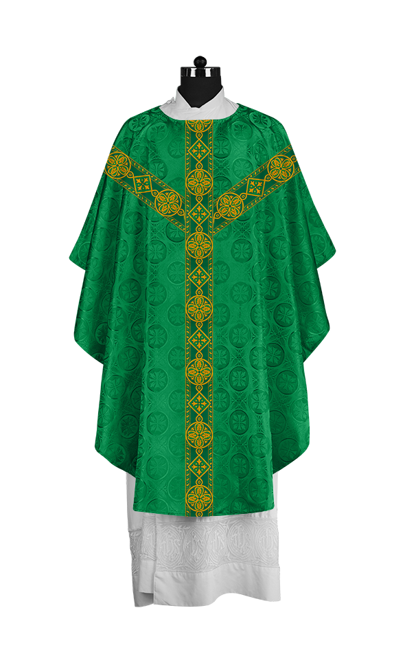 Liturgical Gothic Chasuble with Fine Lace Orphrey and Motif