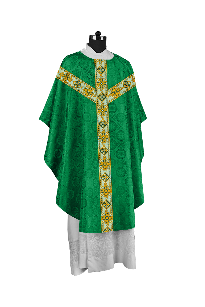 Elegant Gothic Chasuble with Ornate Braided Orphrey