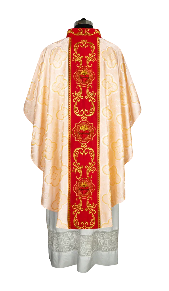 Gothic Style Chasuble with Sacred Heart Embroidered Orphrey