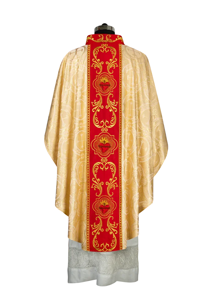 Gothic Style Chasuble with Sacred Heart Embroidered Orphrey