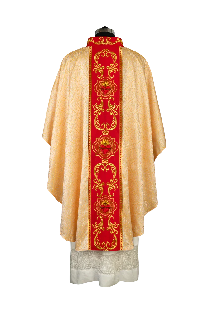 Gothic Style Chasuble with Sacred Heart Embroidered Orphrey
